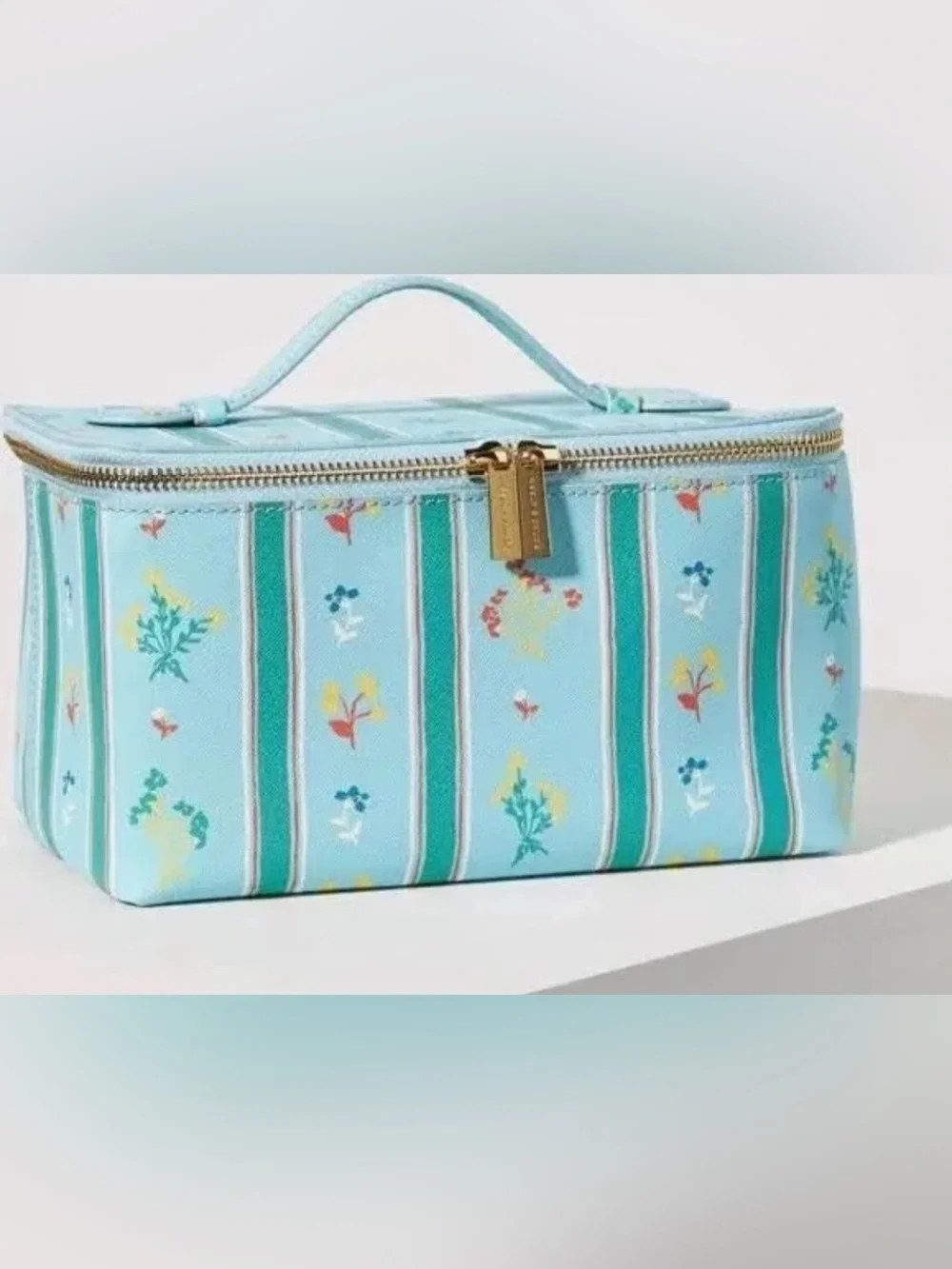 Pencil & Paper Co x Neely & Chloe Stripe Cosmetic pouch with Top Handle and Zip